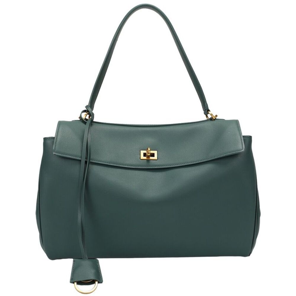 Tiffany & Fred Paris Large Smooth Leather Tote, Green